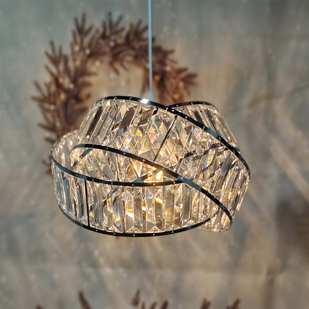 Modern Chrome Lamp Shade with Acrylic Crystals ¨C Interwoven Rings ...