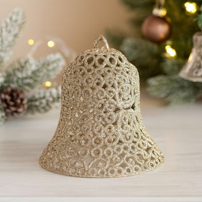 Giant Glitter Christmas Bell Decoration 4 Colours