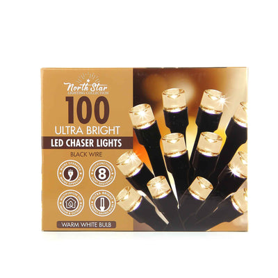 100 LED Chaser Lights Black Wire