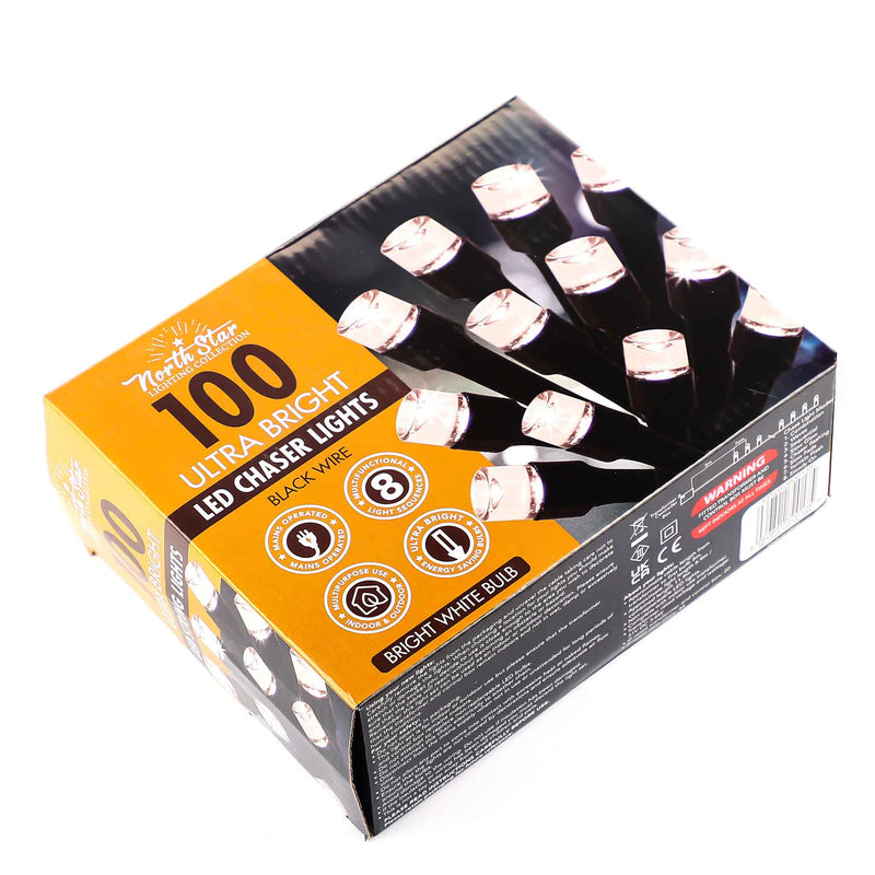 100 LED Chaser Lights Black Wire