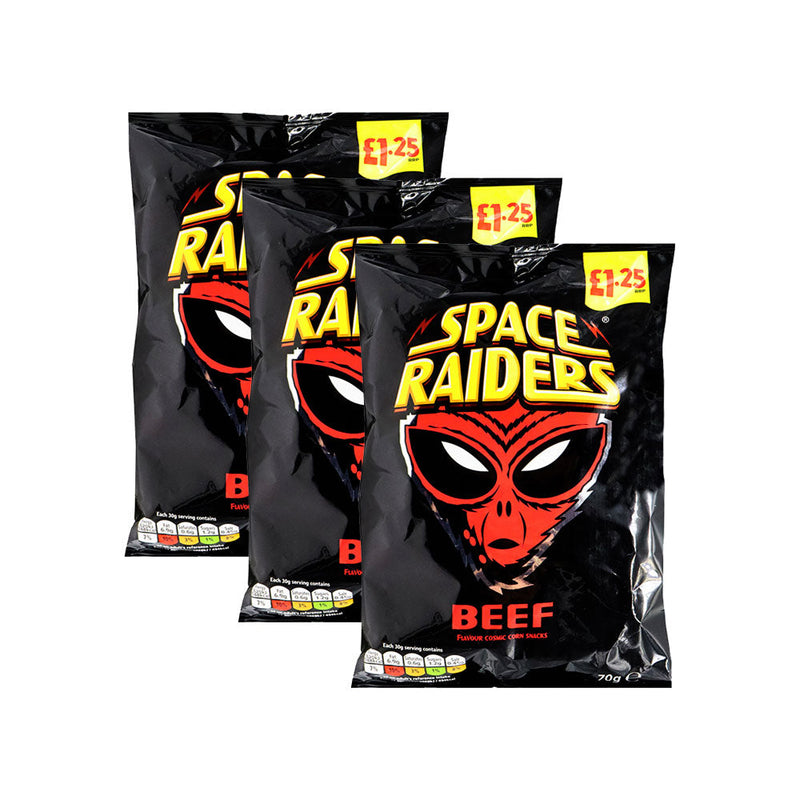 Space Raiders Beef Crisps 70g x 3PK