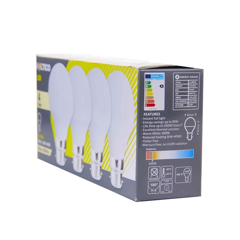 4PK LED Golf 6W B22-Bulb