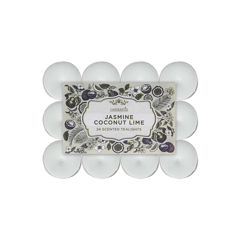 24 Scented Tealights Jasmine Lime & Coconut