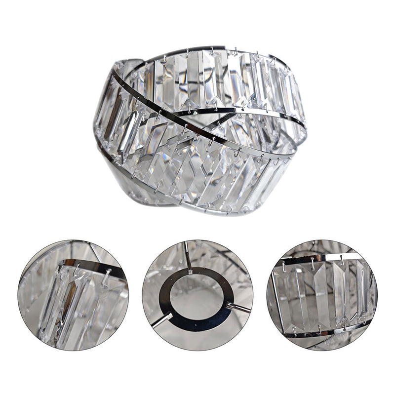 Modern Chrome with Acrylic Crystals Interwoven Rings Lamp Shade