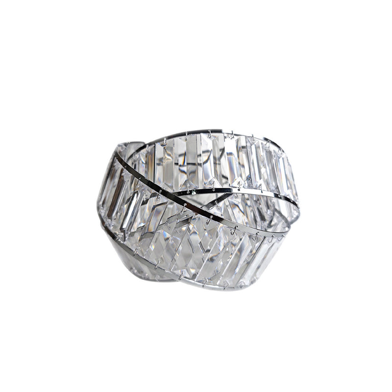 Modern Chrome with Acrylic Crystals Interwoven Rings Lamp Shade