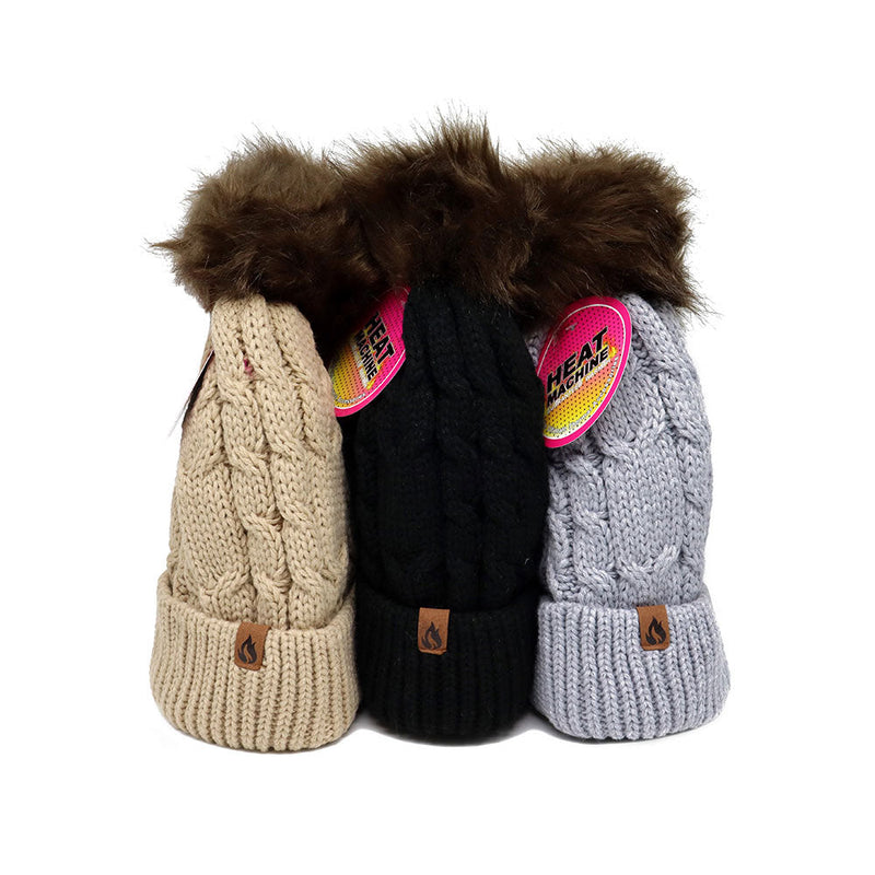 Ladies ProHike Bobble Hat With Faux Fur Pom Pom