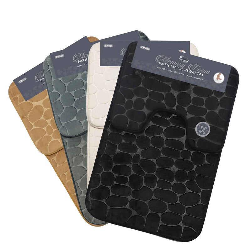 Memory Foam Pebble Bath Mat & Pedestal