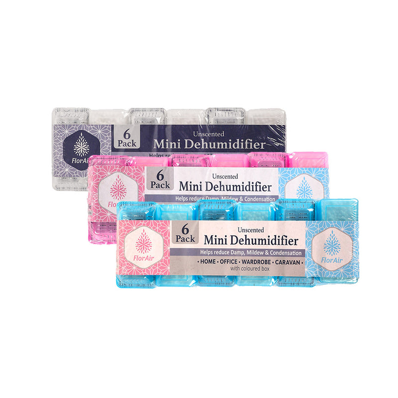 Unscented Mini Dehumidifier Moisture Absorber Remover Box 6PK Assorted