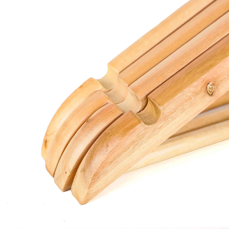 Non Slip Wooden Shoulder Notches Coat Hangers 4PK