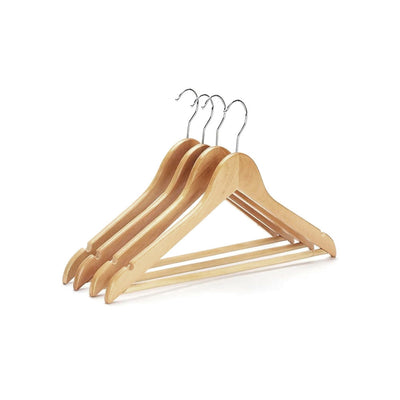 Non Slip Wooden Shoulder Notches Coat Hangers 4PK