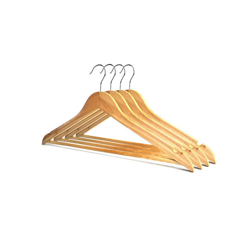 Non Slip Wooden Shoulder Notches Coat Hangers 4PK