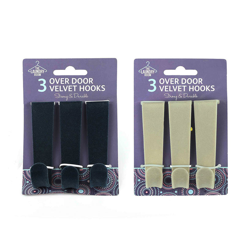 Velvet Over Door Hook 3PK