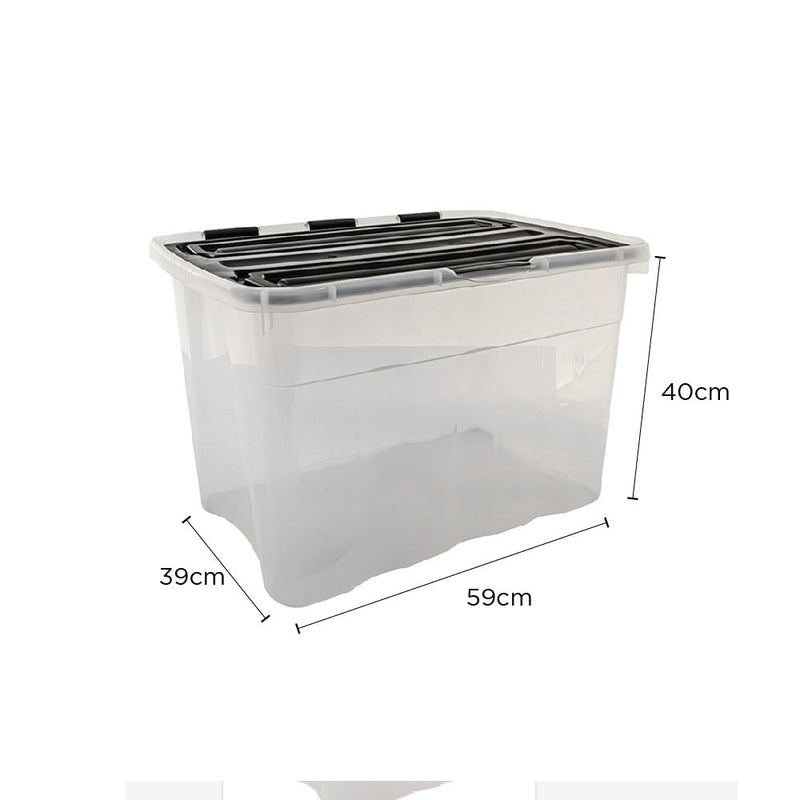 65L Clear Plastic Storage Box With Flip Lid
