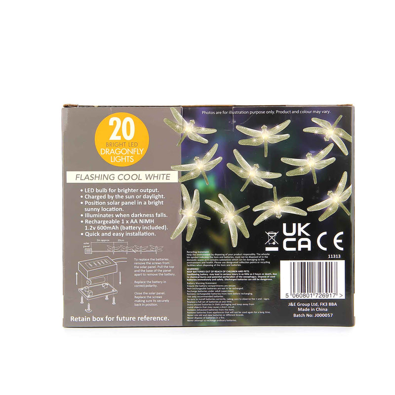 20 LED Dragonfly & Butterfly String Solar Lights