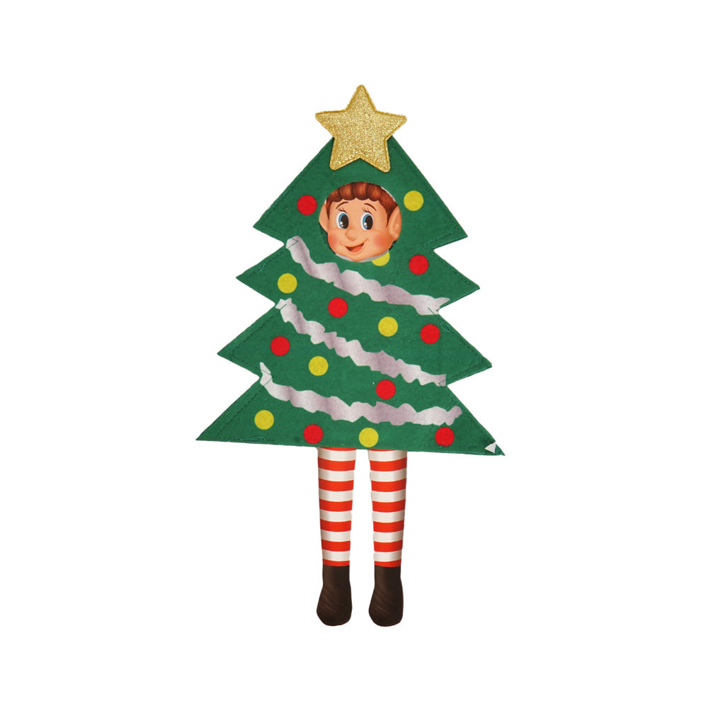 Elf Christmas Tree Outfit Costume Novelty Xmas Fancy Dress Party