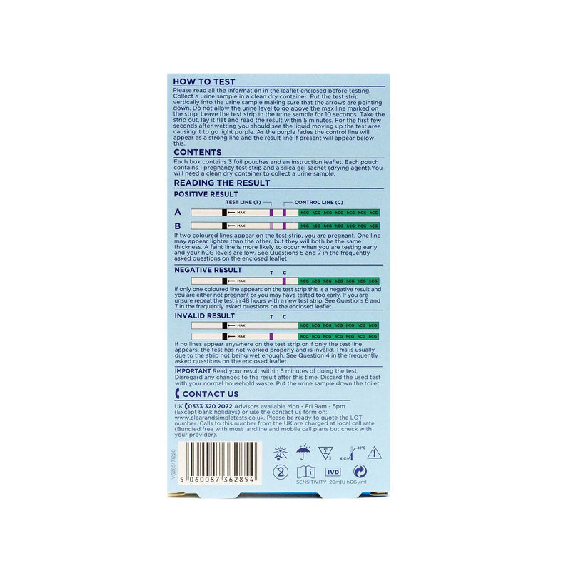 Clear & Simple Pregancy Test Strip 3Pack