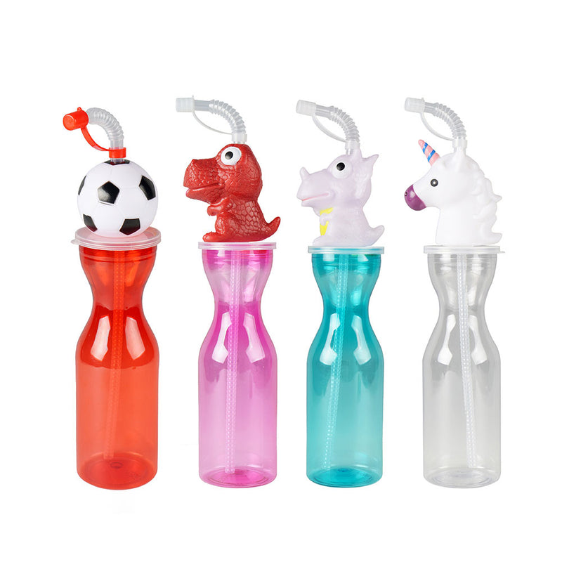 Kids Character Bottle With Straw