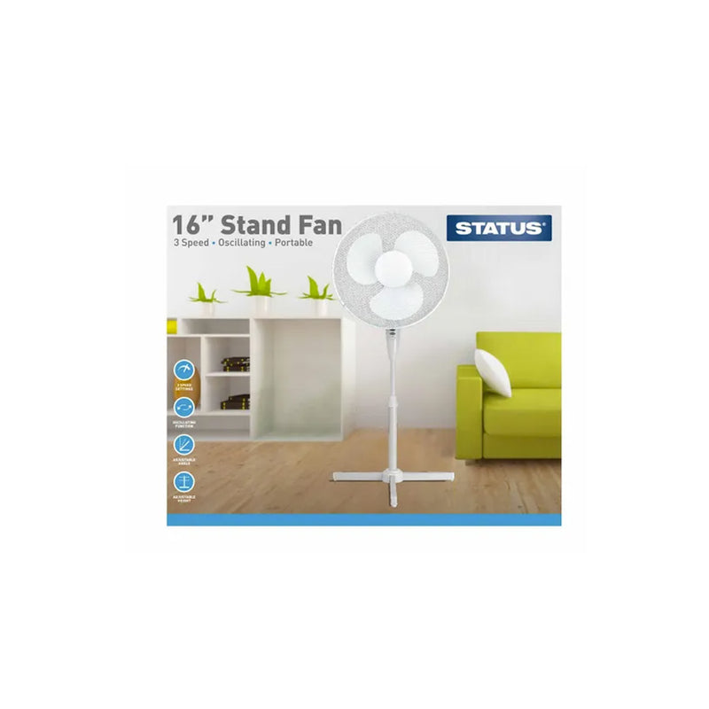 Status Mini Fan Status 16-Inch White Standing Fan ¨C 3-Speed Adjustable Pedestal Fan ...