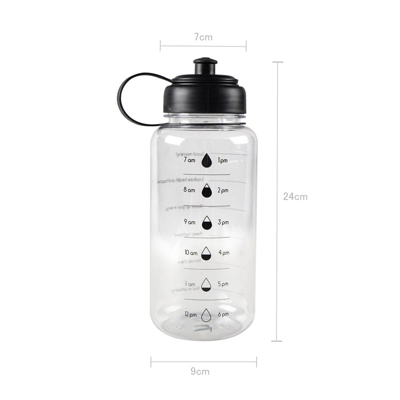 Clear Drinking Bottle With Time Marker 1L