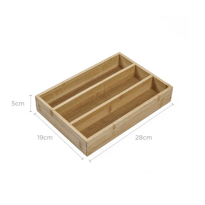 3 Sections Bamboo Cutlery Drawer Organizer