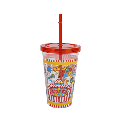 Coloured Plastic Drinking Tumbler Beaker with Lid and Straw