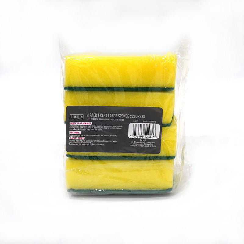 Extra Large Sponge Scourers Yellow 4PK