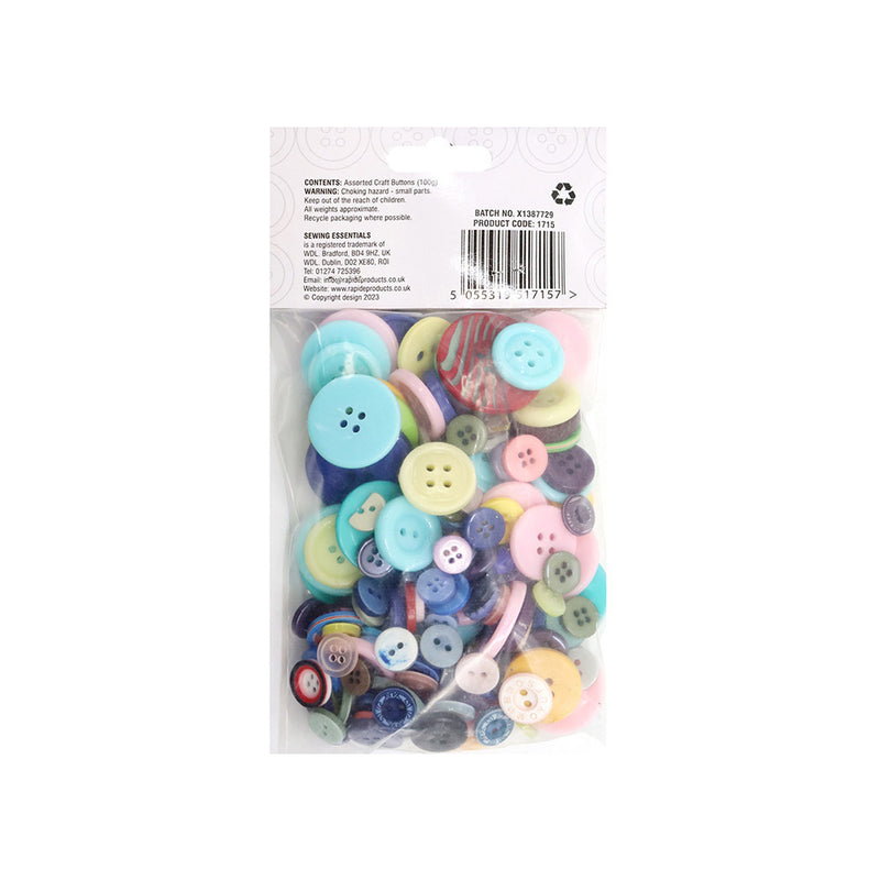 Craft Buttons Assorted 100g