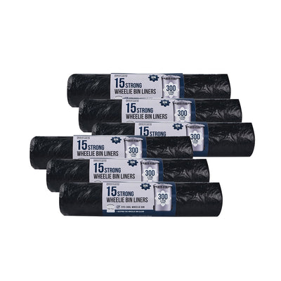 Black Wheelie Bin Liners 300L 15S