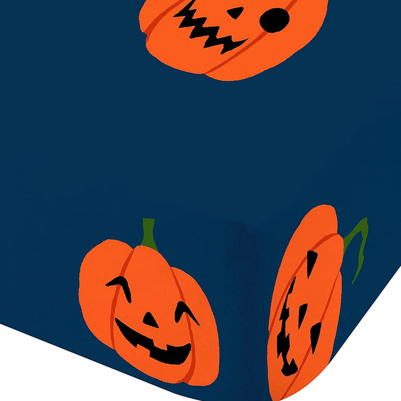 Kids Bedroom Halloween Pumpkin Fitted Sheet 25cm Depth Blue
