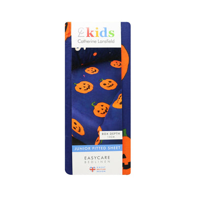Kids Bedroom Halloween Pumpkin Fitted Sheet 25cm Depth Blue