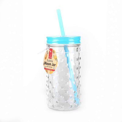 Bubble Mason Jar with Straw