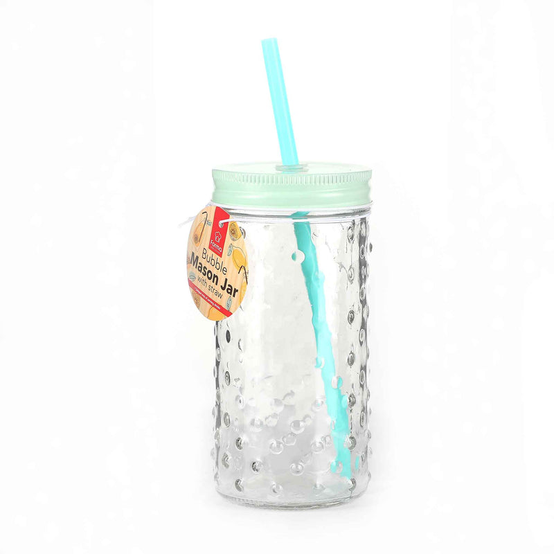 Bubble Mason Jar with Straw