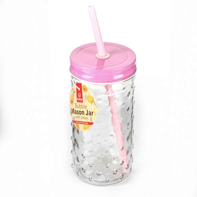 Bubble Mason Jar with Straw