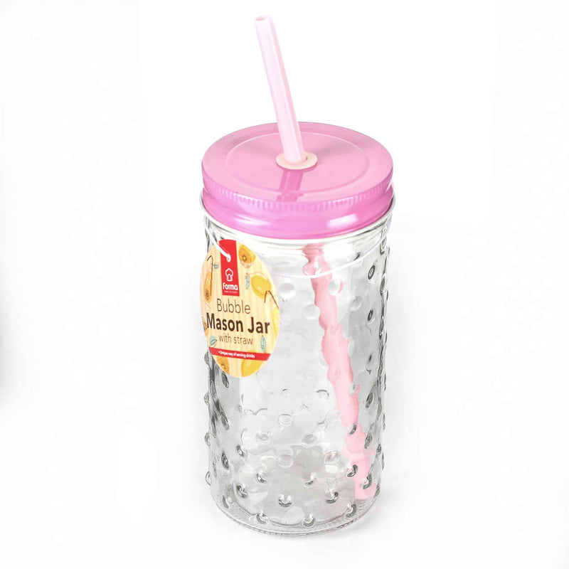 Bubble Mason Jar with Straw