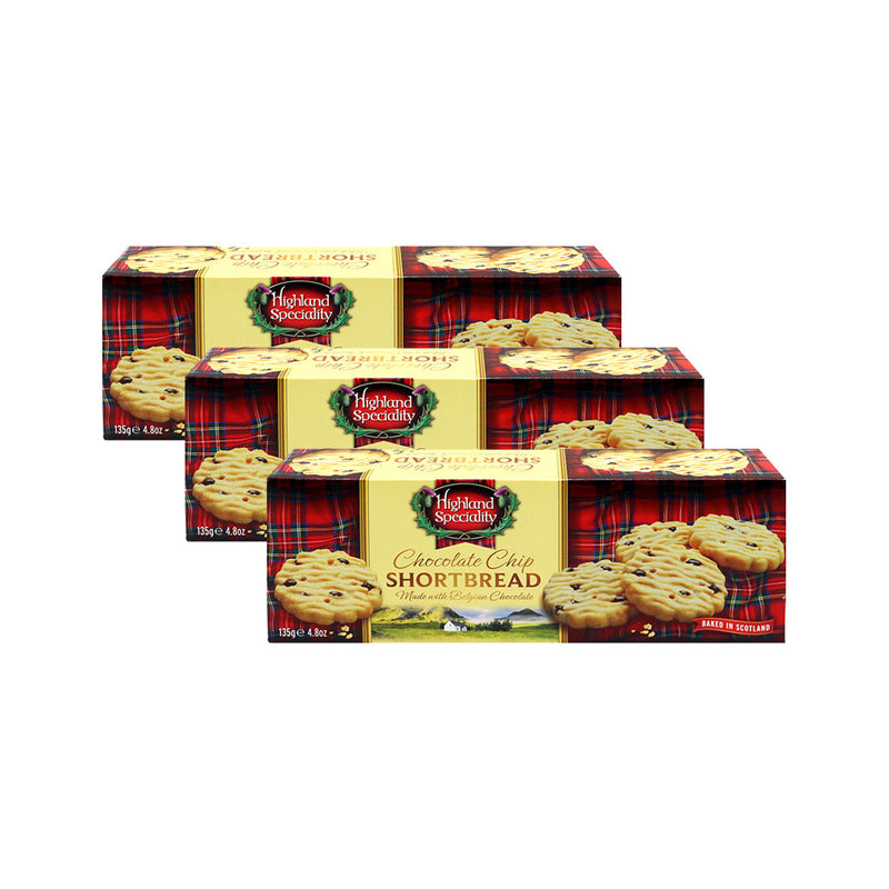 Highland Speciality Chocolate Chip Shortbread 135g x 3Pack