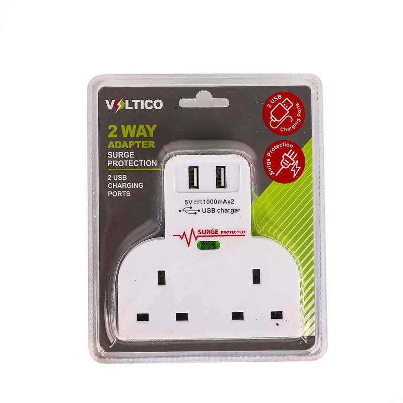 2 Way Usb Socket White Adadptor