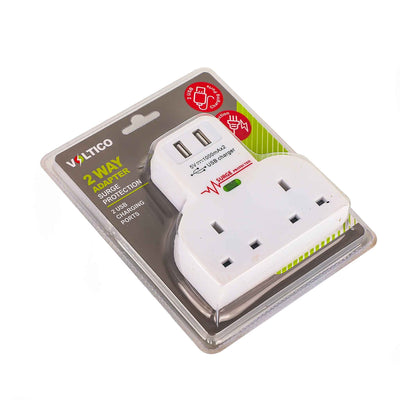 2 Way Usb Socket White Adadptor