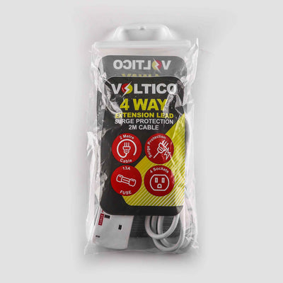 4 Way Socket Extension Lead With Surge Protection 2M