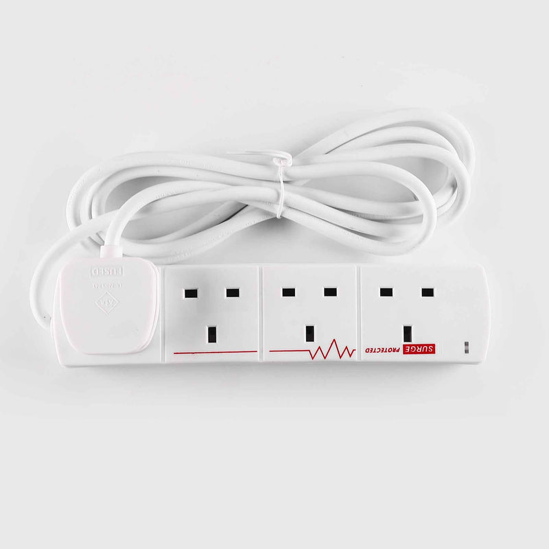 4 Way Socket Extension Lead With Surge Protection 2M