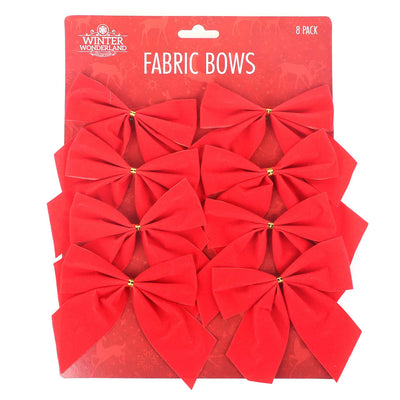 Festive Fabric Bows 8PK