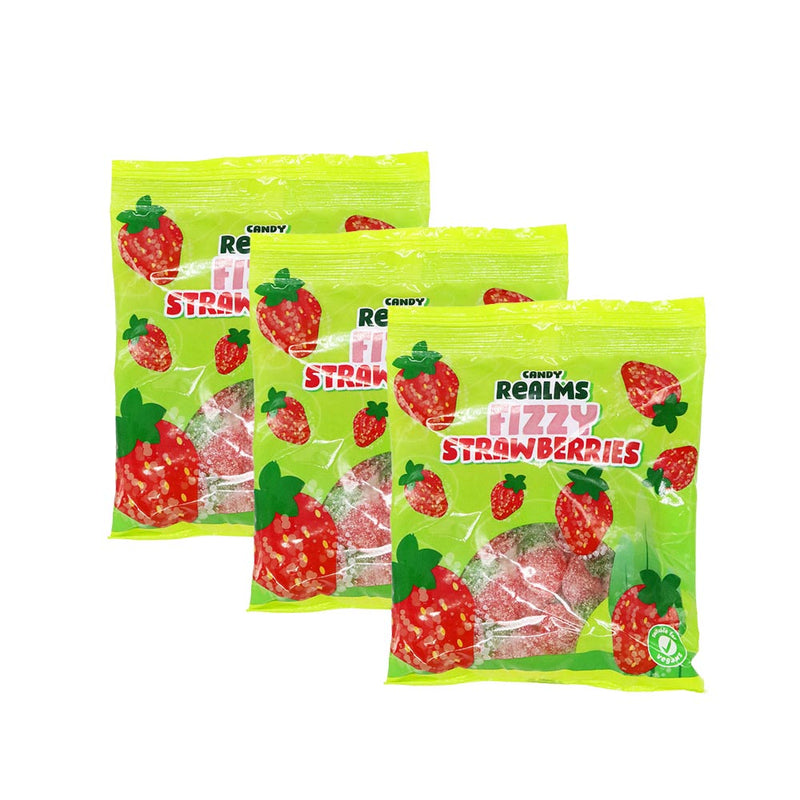 Candy Realms Fizzy Strawberries 190g x 3Pack