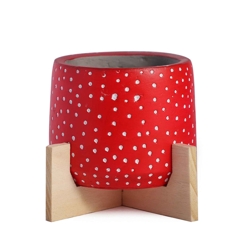 Spotty Pot with Wood Legs