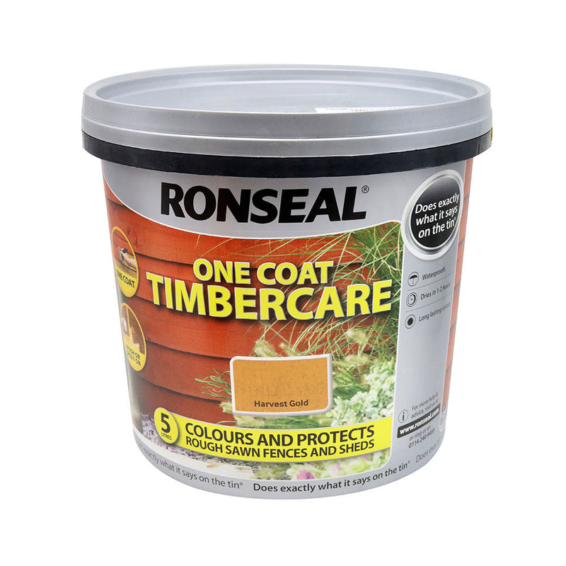 Timbercare Ronseal Ronseal One Coat Timbercare Shed & Fence Protector Harvest Gold 5L ...