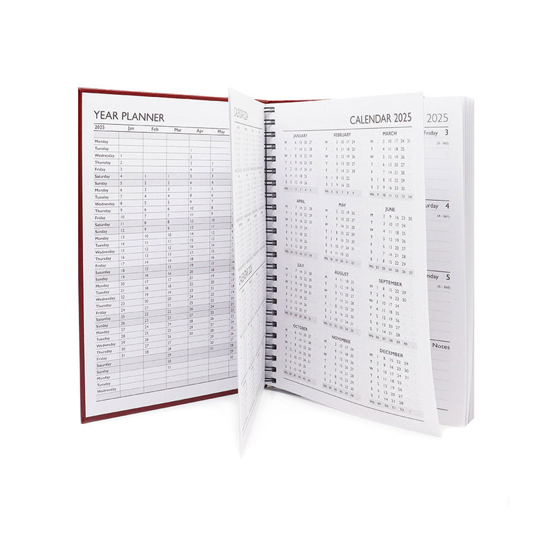 2025 A5 Week To View Hardback Diary Notebook