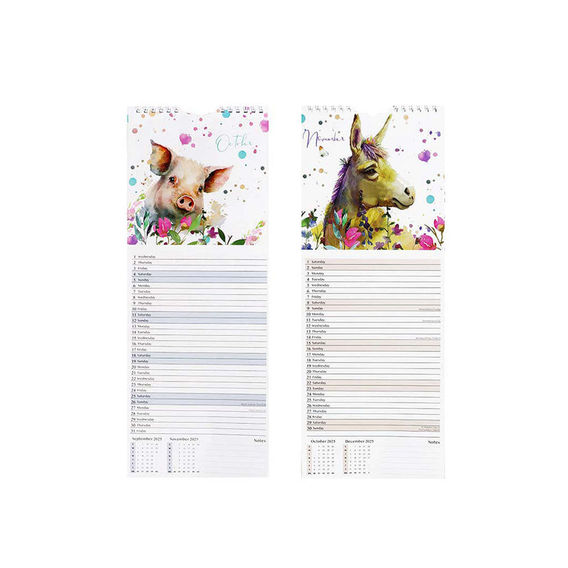 2025 Slim Month To View Illustrative Wall Calendar