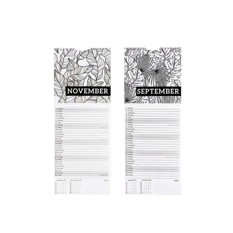 2025 Slim Month To View Illustrative Wall Calendar