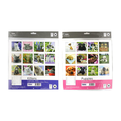 2025 Kittens & Puppy Square Month To View Wall Calendar