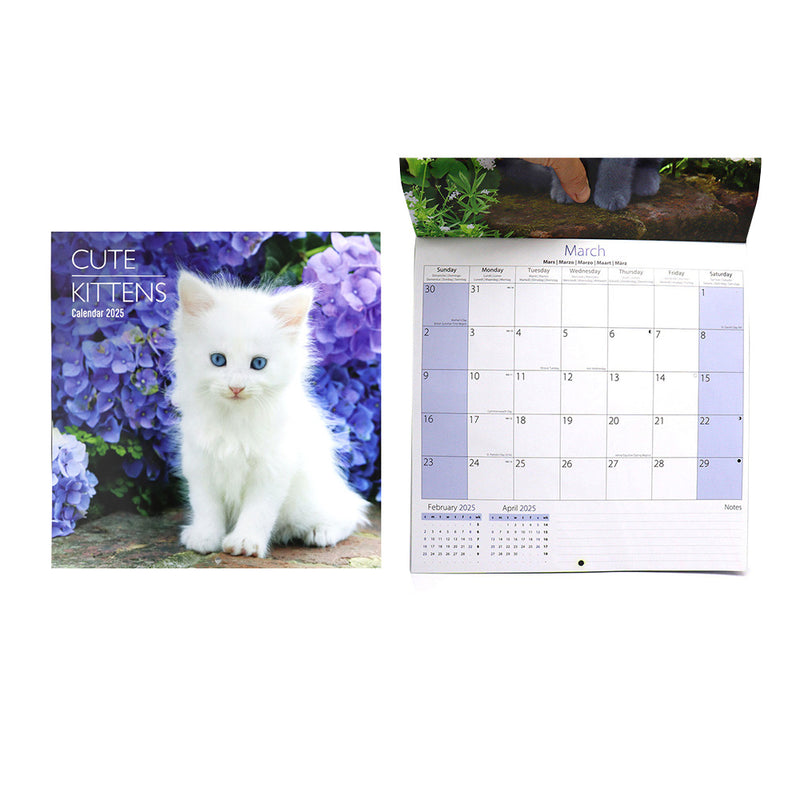 2025 Kittens & Puppy Square Month To View Wall Calendar