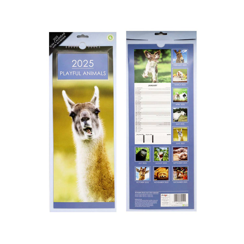 2025 Slim Month To View Hanging Wall Calendar Animals