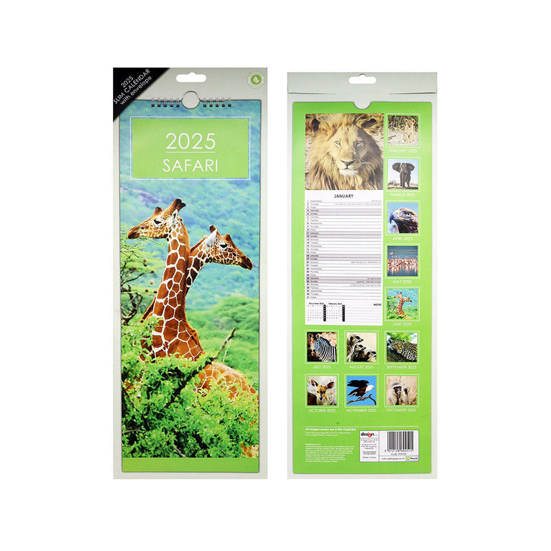 2025 Slim Month To View Hanging Wall Calendar Animals